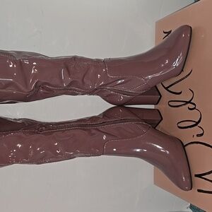 (New) Wild Pair Bravy Rose Women's Knee-High Patent Leather Boots Size 5.5M